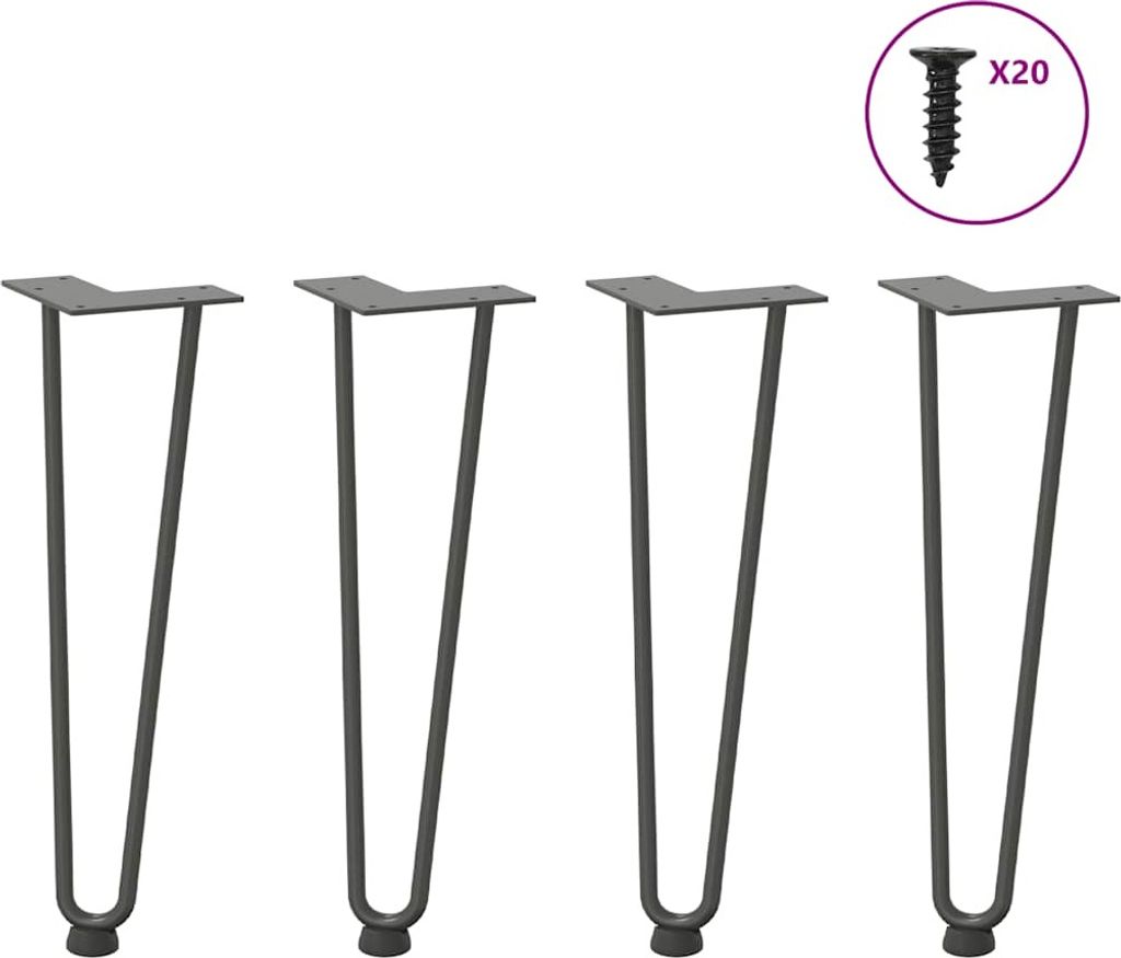 "2026 Promotion" Haarnadelbeine für Couchtisch 4 Stk. - Hohe Qualität - Anthrazit 42 cm Massivstahl - Tischbeine CC24112