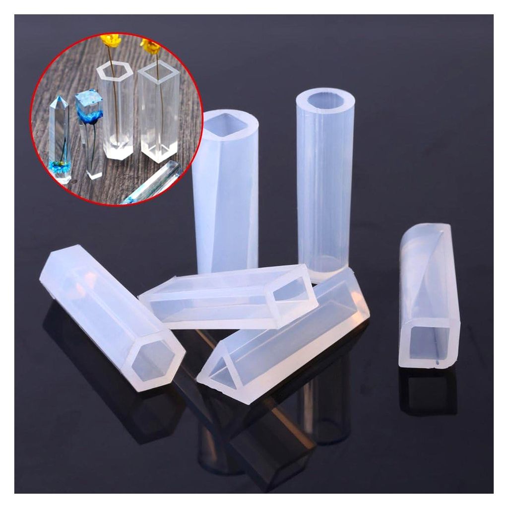 10 Stück Set DIY Schmuck-Zylinder-Streifen-Silikonform, multifunktionale Harz-Anhänger-Herstellung, transparent, Handarbeitsschmuck
