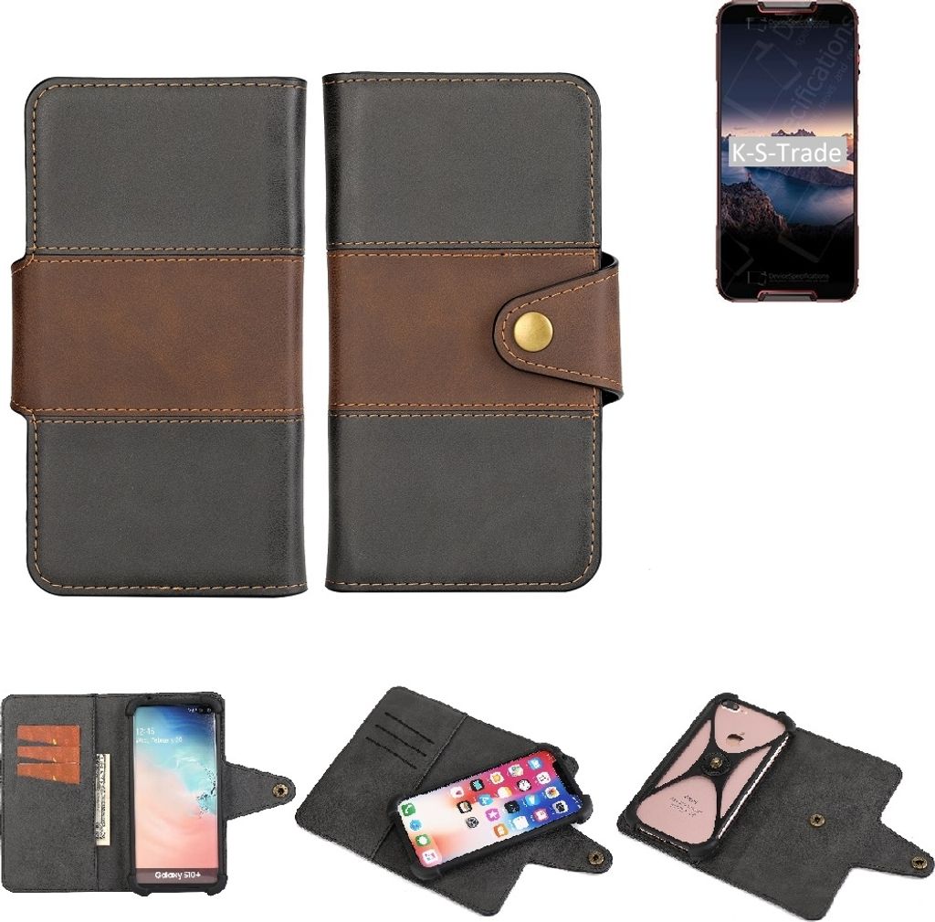 K-S-Trade Handyhülle Schutzhülle Hülle Bookstyle Wallet-Case kompatibel mit Cubot Quest Bumper Rundumschutz schwarz-braun 1x