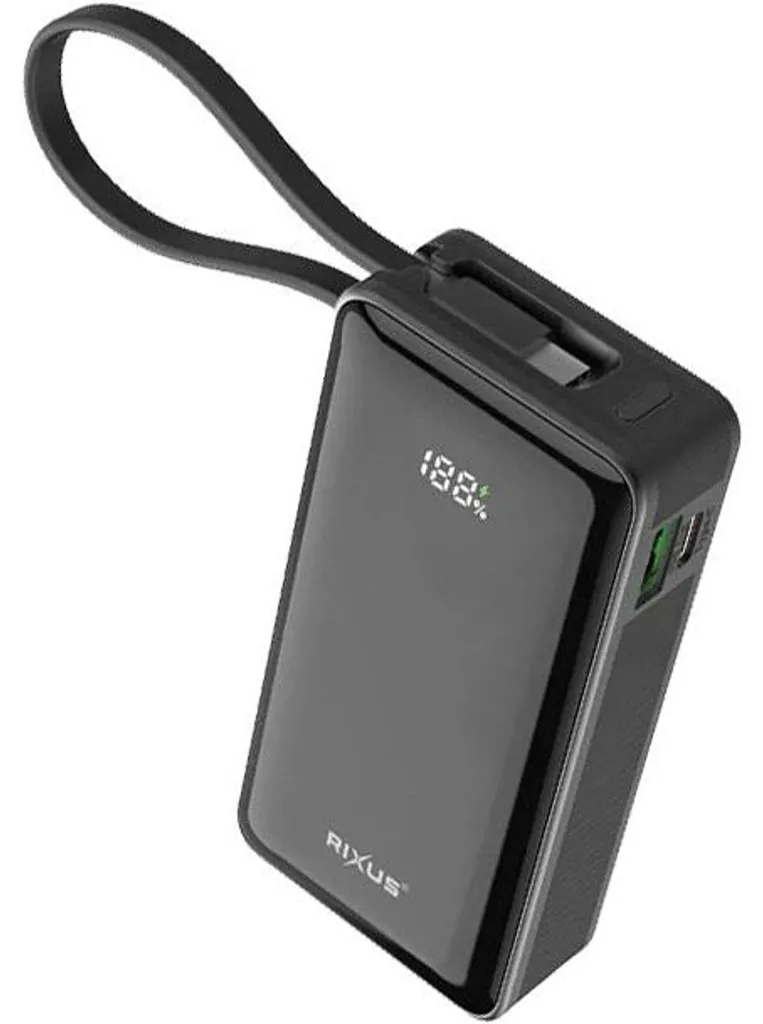 Batterie Externe 10000 mAh Rixus RXPB01B - Chargeur Portable Noir Li-Ion