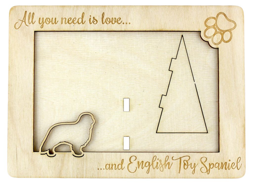 King Charles Spaniel, English Toy Spaniel - Fotorahmen, gravierter Holzrahmen, ein schönes Gadget für den Hundeliebhaber von Art-Dog