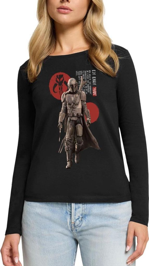 Star Wars: Mandalorian Mandalorianer & Zeichen Premium Langarmshirt Damen, M, Schwarz