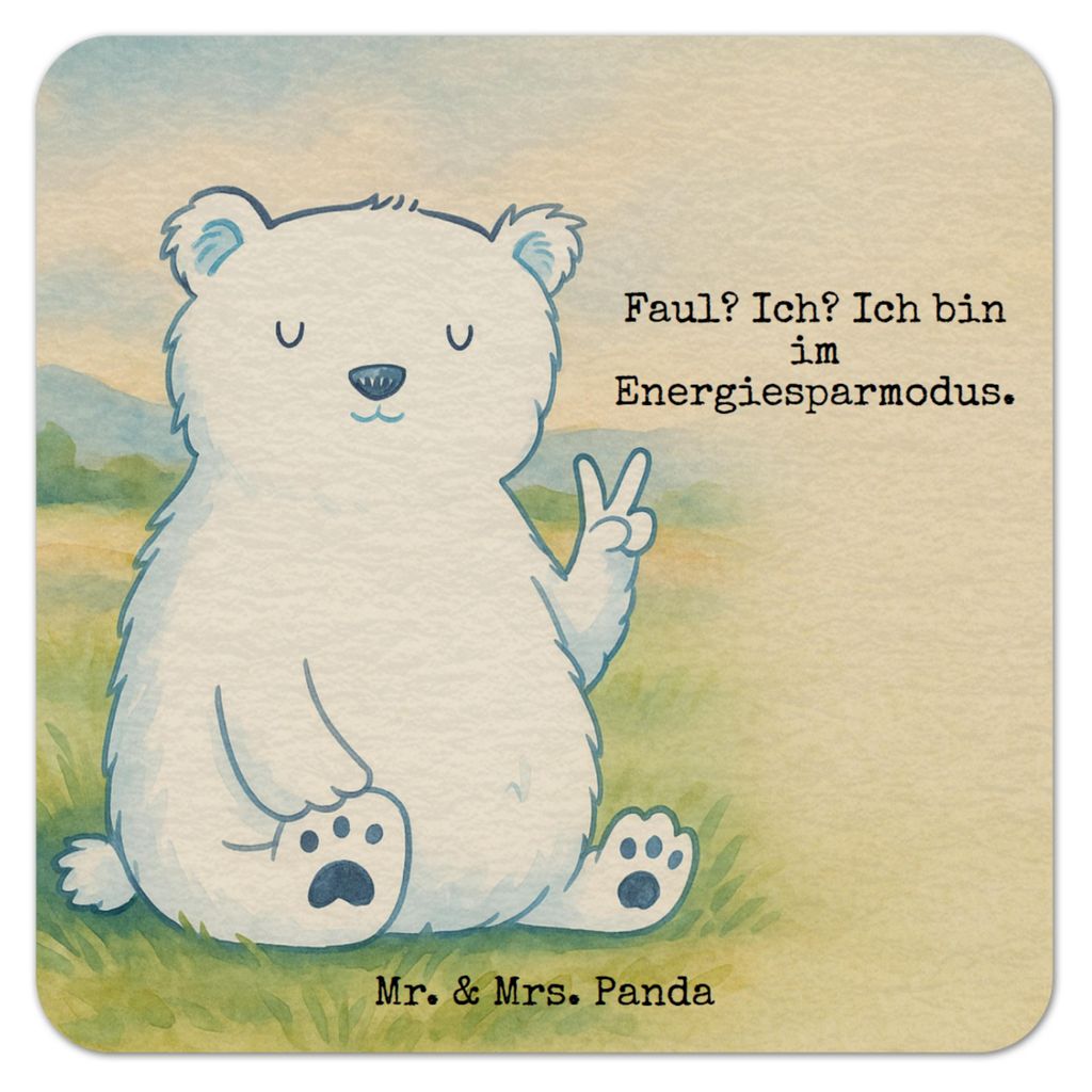 Mr. & Mrs. Panda Tassenuntersetzer Eisbär Faul Design 50er Set - Weiß - Geschenk, Teddy, Kaffeeuntersetzer, gläseruntersetzer, Homeoffice, Bierd...