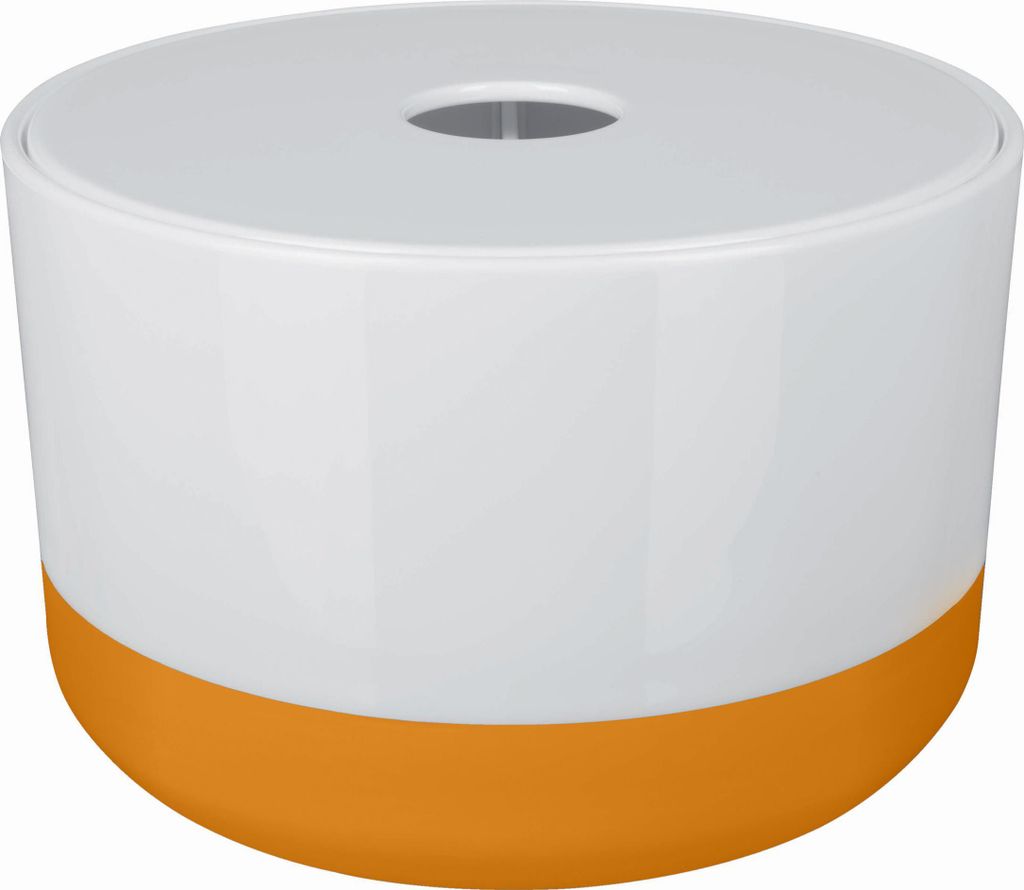 Spirella Kosmetikorganizer "Moji" mit individuell verstellbaren Fächern Aufbewahrungsbox für Make Up und Schmuck 15x9cm mit Deckel Weiß/Orange