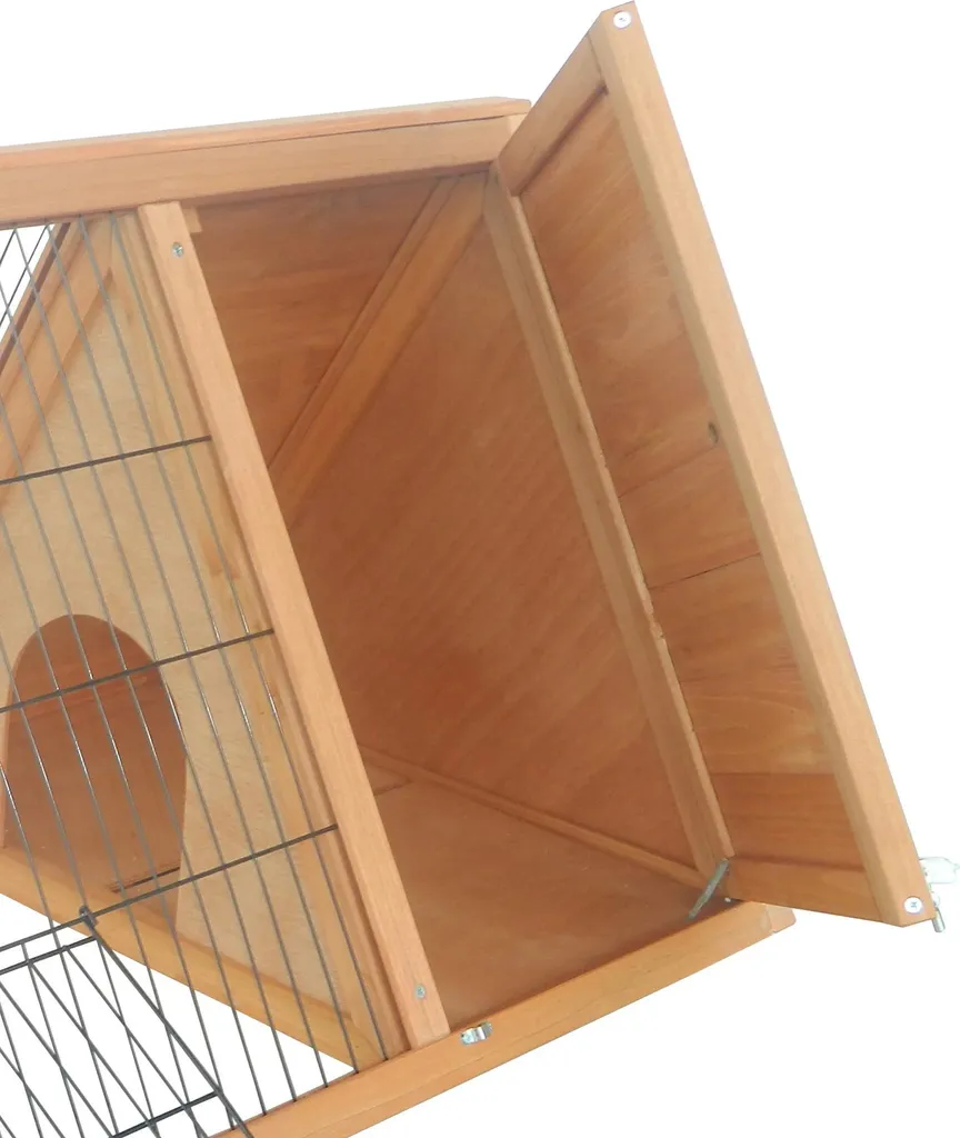 Abri bois pour petits animaux jaune 116cm avec structure triangulaire