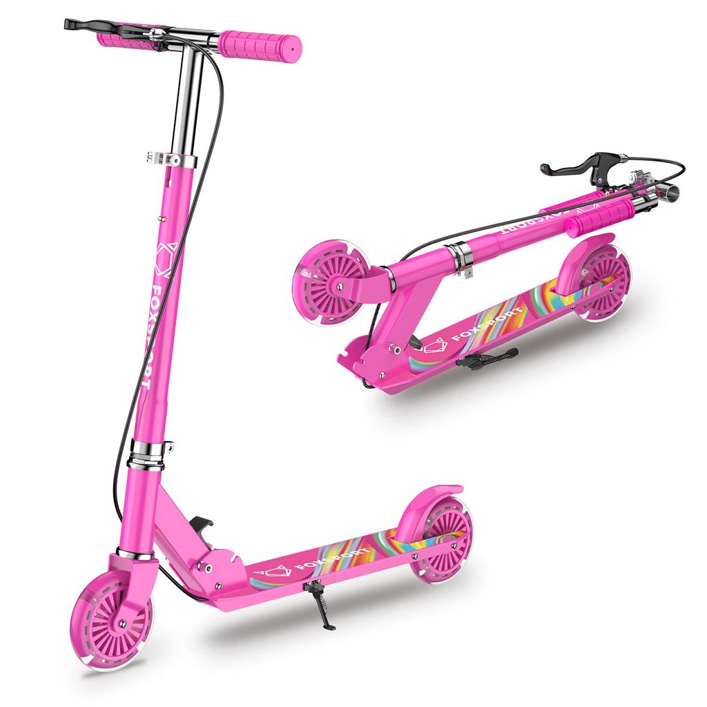 Kids Globe Street Rider Trottinette Aluminium Enfant - Roulements ABEC 7, Pliable, Guidon Réglable, Noir/Rouge