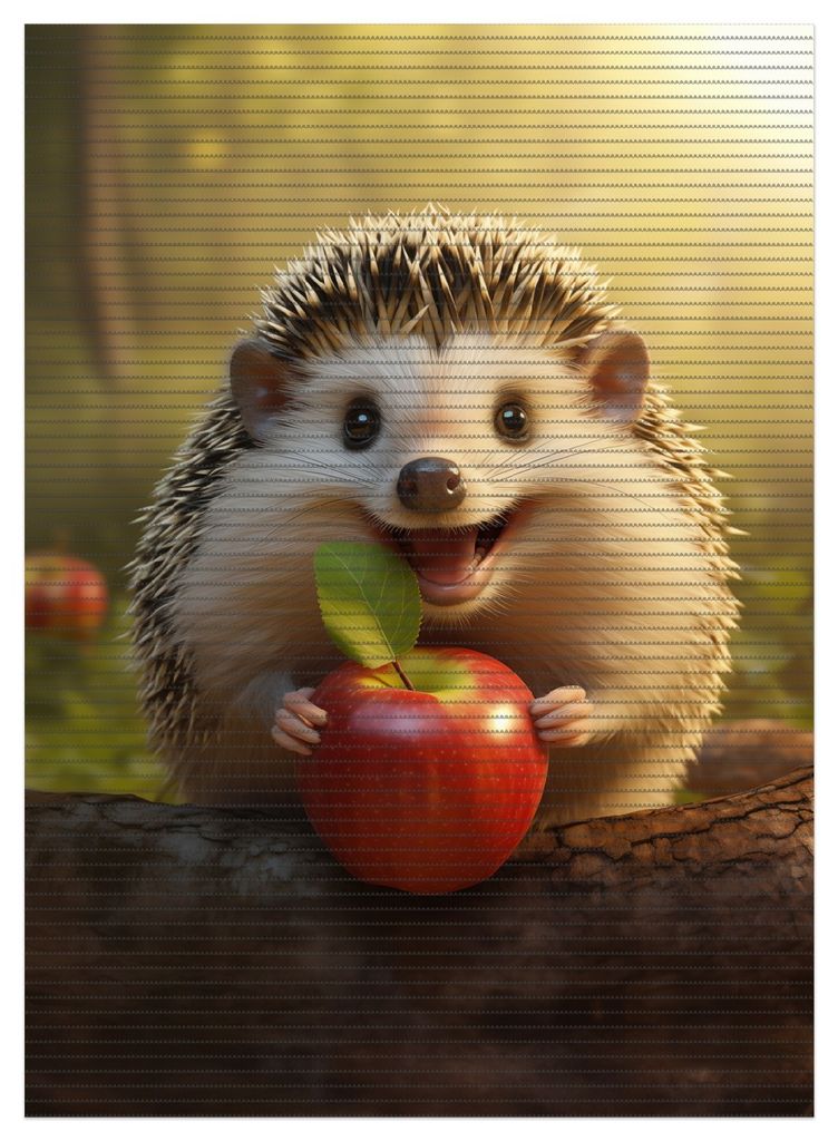Wallario Duschmatte Antirutschmatte Badmatte Fußmatte Lächelnder Igel mit Apfel, Größe ca. 90 x 65 cm