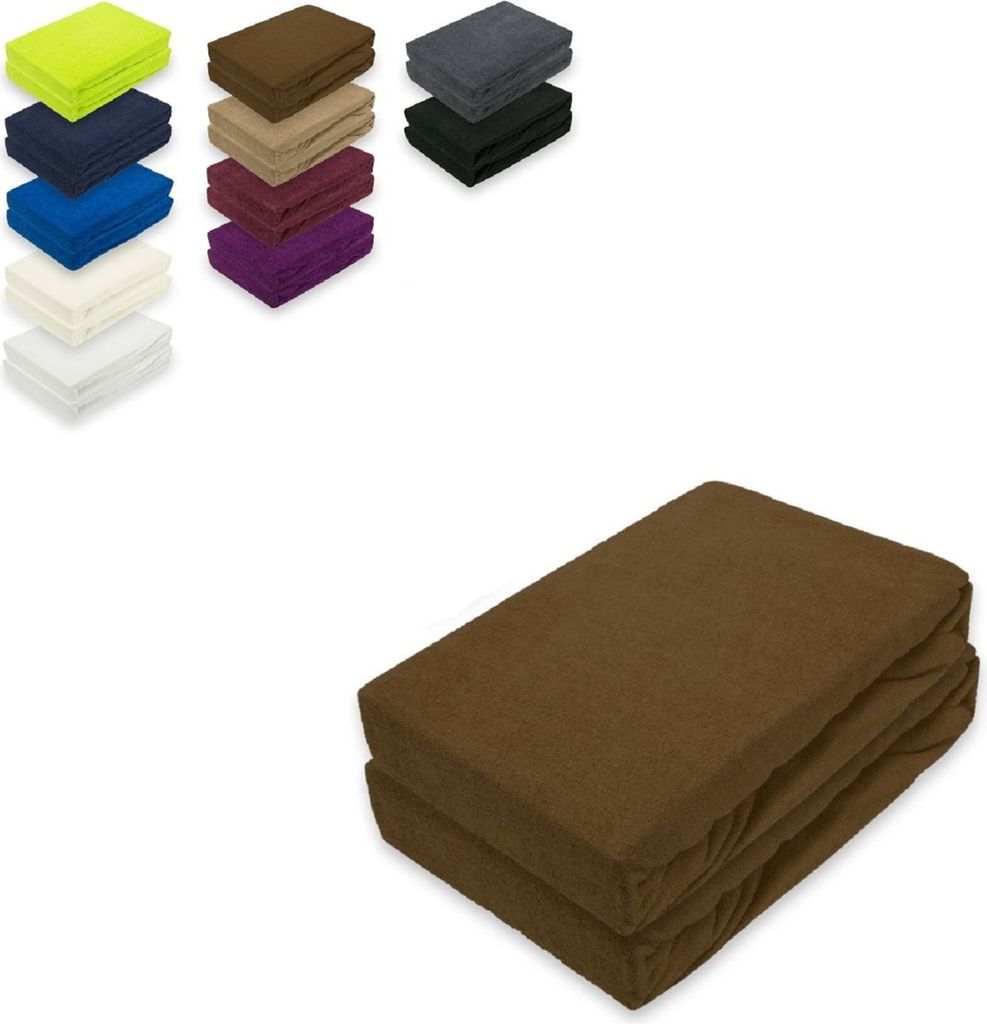 Doppelpack Frottee Spannbettlaken 200 x 220 cm Schokobraun