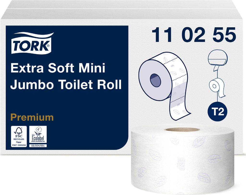 TORK Minirollen-Toilettenpapier Jumbo 3-lagig weiß 120 m 12 Rollen á 600 Blatt