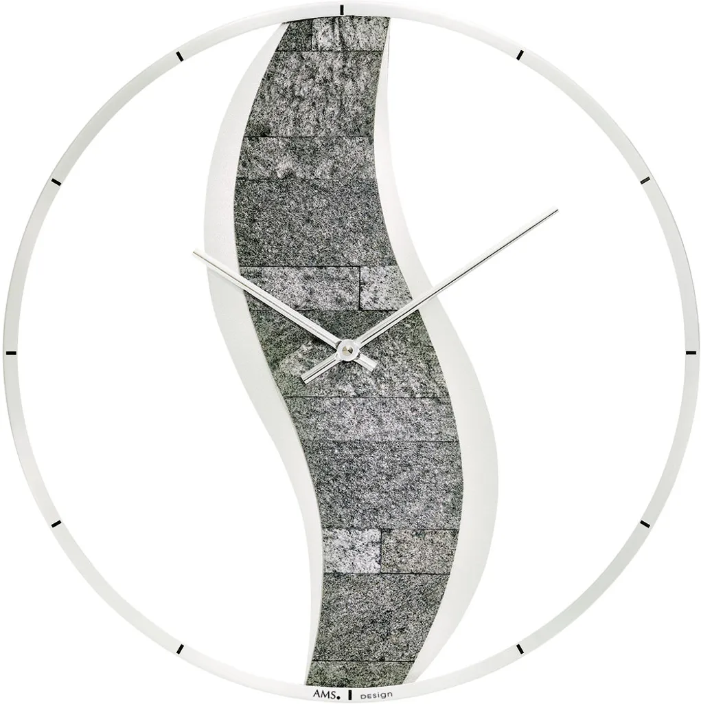 AMS Montre 9646 : Horloge murale design en aluminium et verre minéral