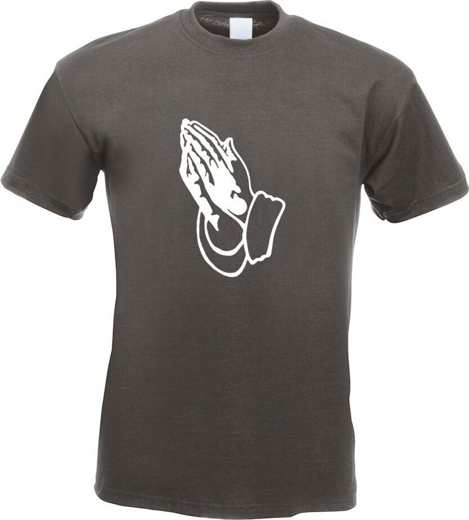 Kiwistar - T-Shirt - Graphit - Betende Hände Prayer Motiv Bedruckt Funshirt Design Print - mit Motiv Bedruckt - Funshirt Design - Sport - Freizeit...