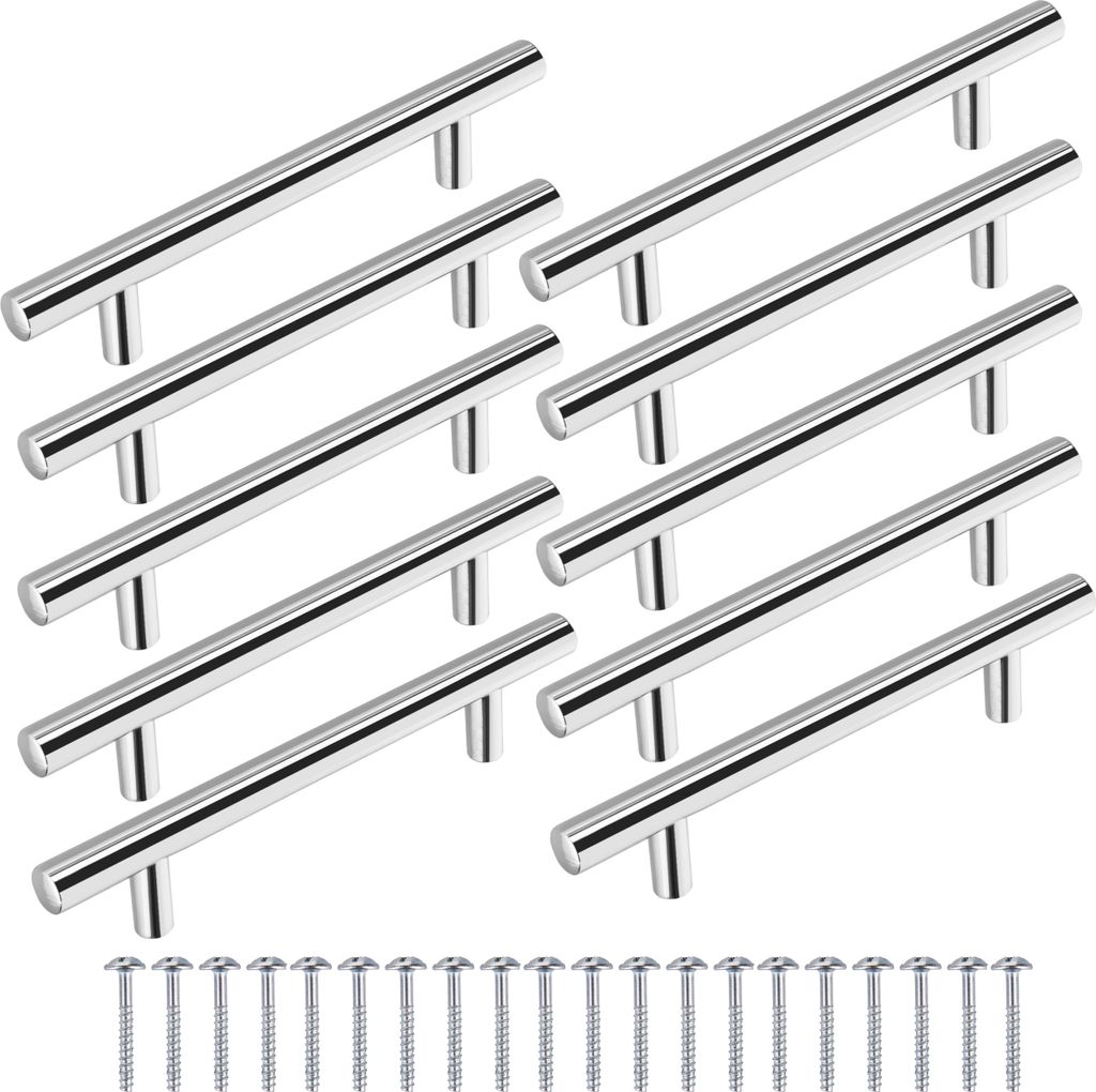10 stuks meugelknoppen, model R96, chroom, glanzend, Productafbeelding 