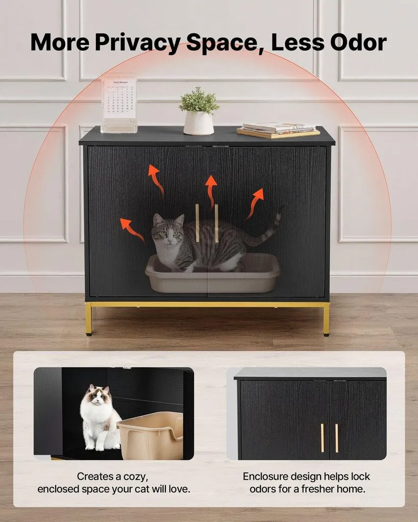 Meuble litière chat anti-odeur et discret : fini la litière apparente - 3
