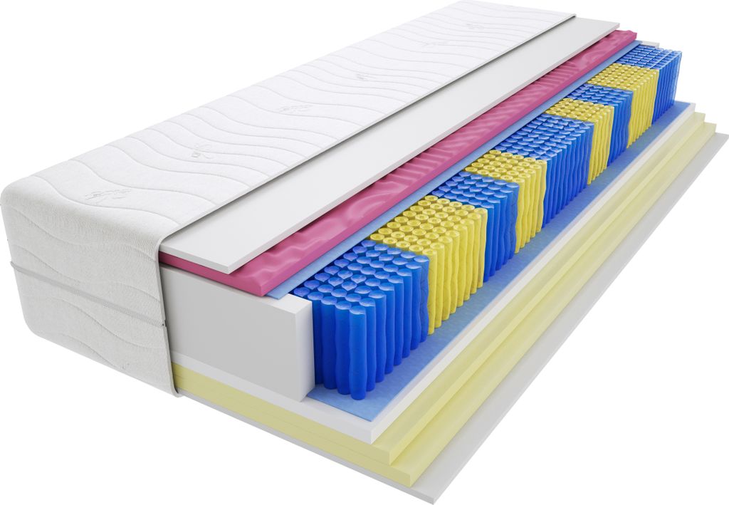 Matratze 155x185 cm Doppelmatratze, H2 & H3 Federkernmatratze, Taschenfederkernmatratze 22 cm Hoch Visco Memory Profilierter Moletschaum Hypoallerg...