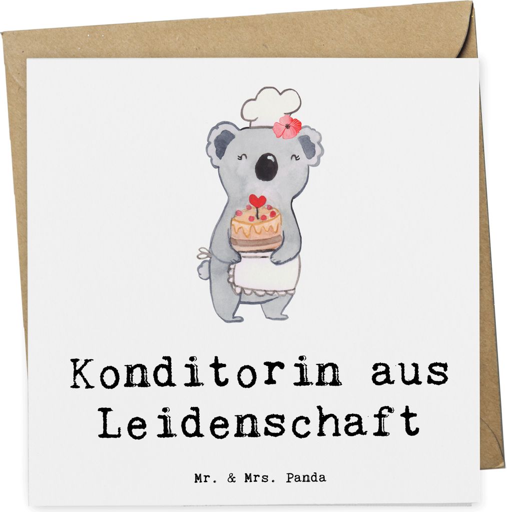 Mr. & Mrs. Panda Grußkarte Konditorin Leidenschaft - Weiß - Geschenk, anlasskarte, Spruch, Witzig, Klappkarte, Lustig, Bäckerin, Glückwunschkar...