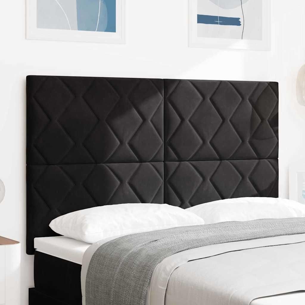 Möbel LED Kopfteil mit LED -Streifenleuchten Schwarz 144 cm Samt - Kopfteile 3338523