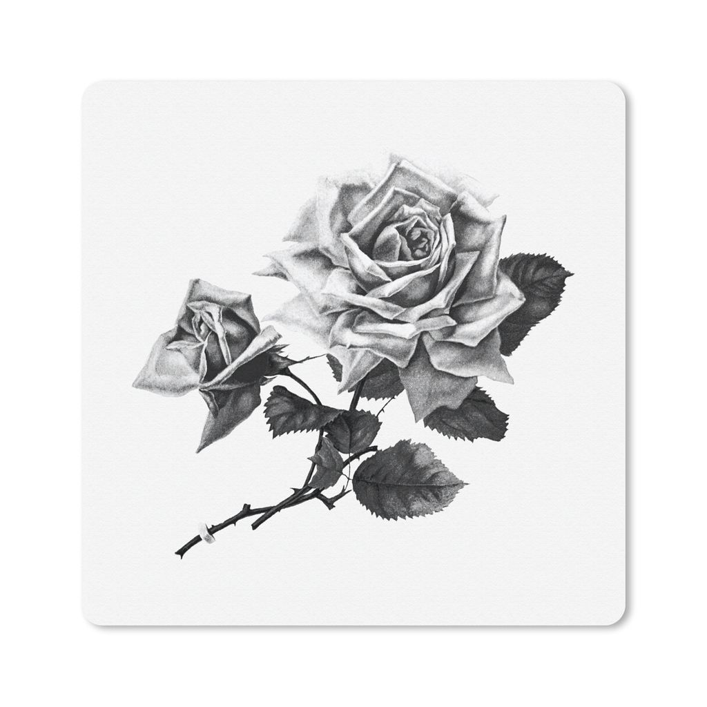 MuchoWow Mauspad Mousepad Vintage - Rosen - Blumen 30x30 cm - Mousepads - Maus Mat - Pad - Mausunterlage - Gaming