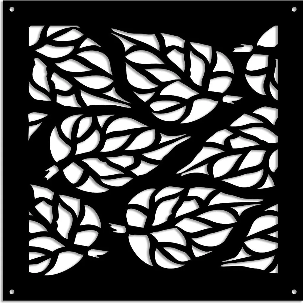 Pannello Intagliato BUTTERLEAF Nero 73x73 cm PVC - Arredo Parete