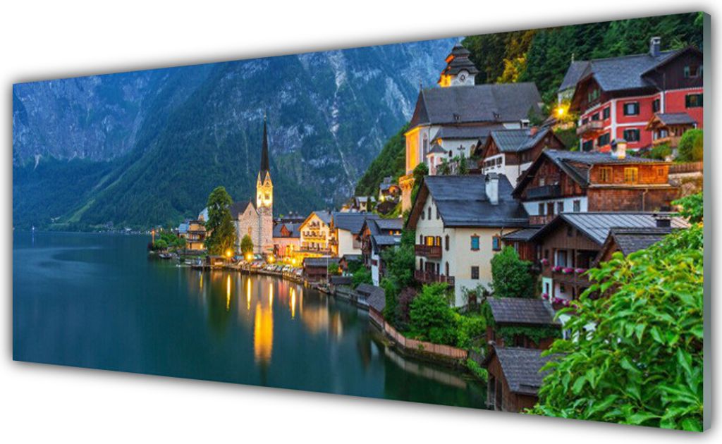 Küchenrückwand aus Glas 125x50cm Spritzschutz Stadt Meer Landschaft