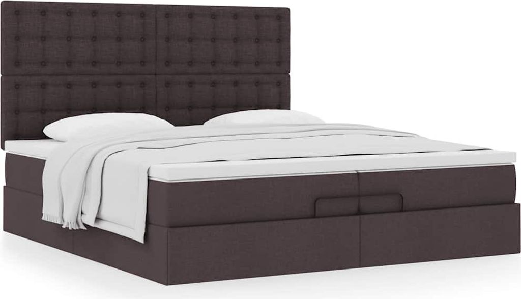 Maison Exclusive - Ottoman-Bett mit Matratzen Dunkelbraun 200x200 cm Stoff