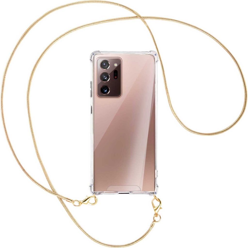 Handykette Backcover-Schutzhülle mit Band (Metall goldfarben) für Samsung Galaxy Note20 Ultra 4G,5G (N985,N986) - goldfarbene Kette Snake