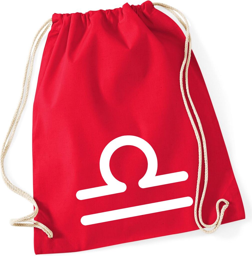 Huuraa Turnbeutel Waage Sternzeichen Zeichen 12 Liter Classic Red Baumwolle Rucksack Geschenkidee