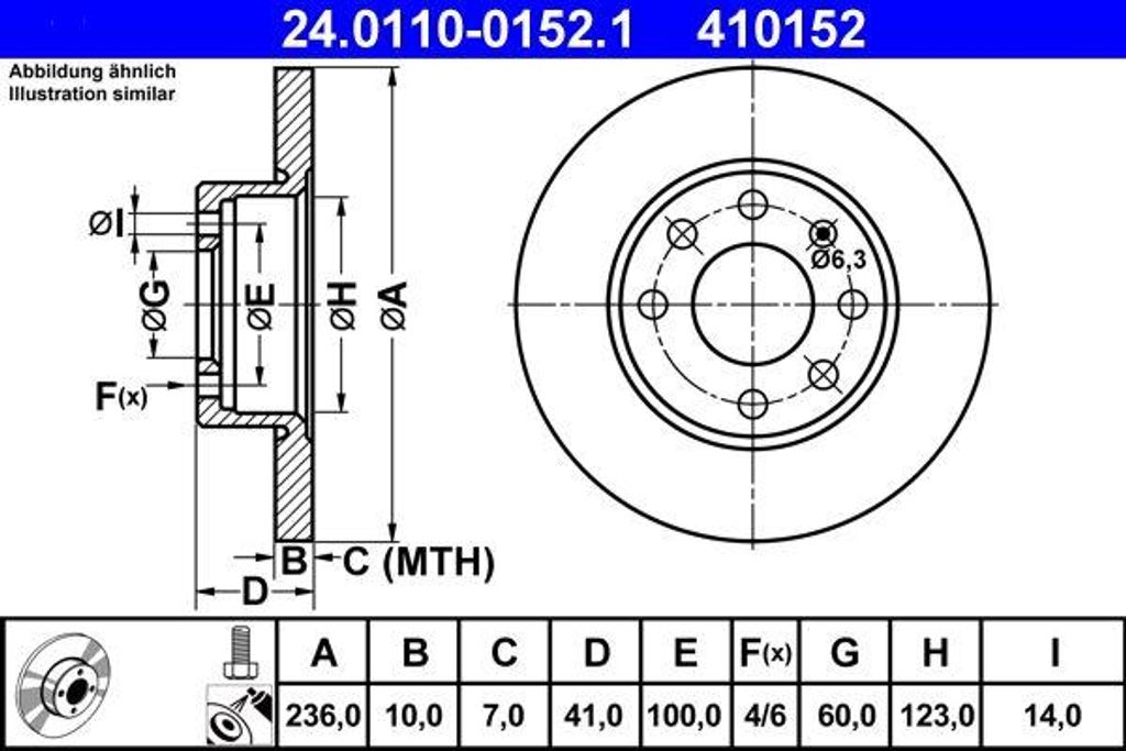 ATE 24.0110-0152.1 Bremsscheibe OE 569017 kompatibel mit Corsa A