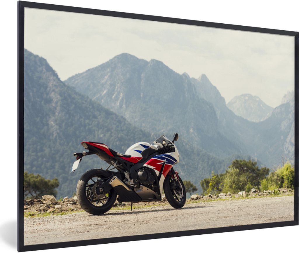 MuchoWow® Gerahmtes Poster Sportliches Motorrad in einer Produktbild 