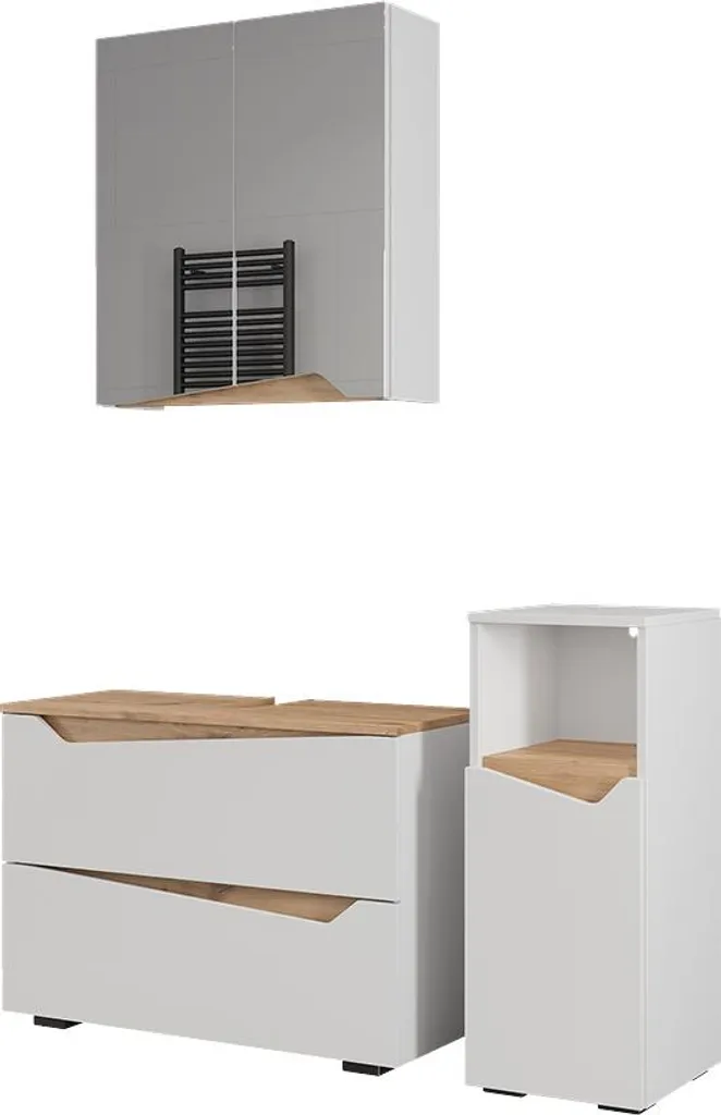 Ensemble mobilier de salle de bain blanc Vicco Marelle avec colonne midi