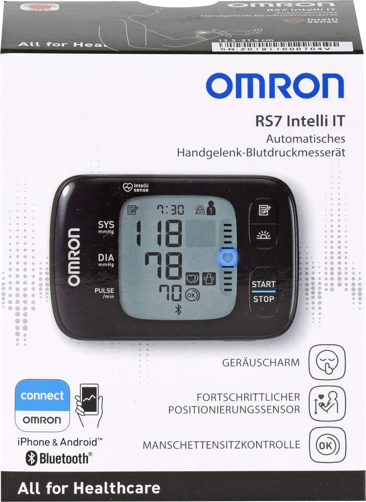 Omron RS7 Intelli IT Misuratore di Pressione da Polso Bluetooth HEM-6232T-D - 2