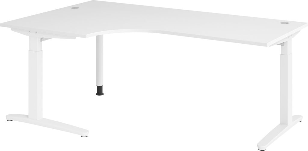 bümö Schreibtisch Serie-XB - Nachbildung: Weiß, Größe: Eckschreibtisch 200 x 120 cm, Gestell: Weiß