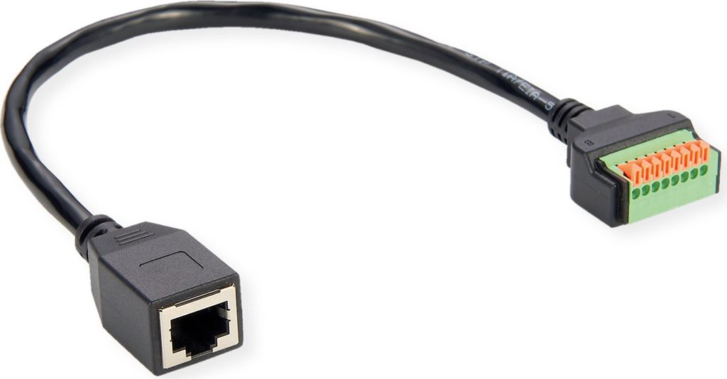 ROLINE Kabeladapter RJ45 Buchse zu Terminalblock, (Drucktasten), 30 cm