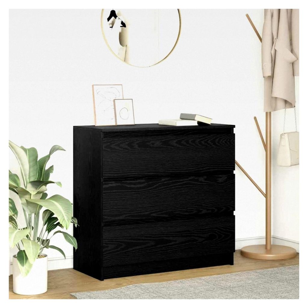Sideboard aus schwarzer Eiche, 80 x 35 x 76 cm, Holzschrank und Aufbewahrung, Buffets und Sideboards