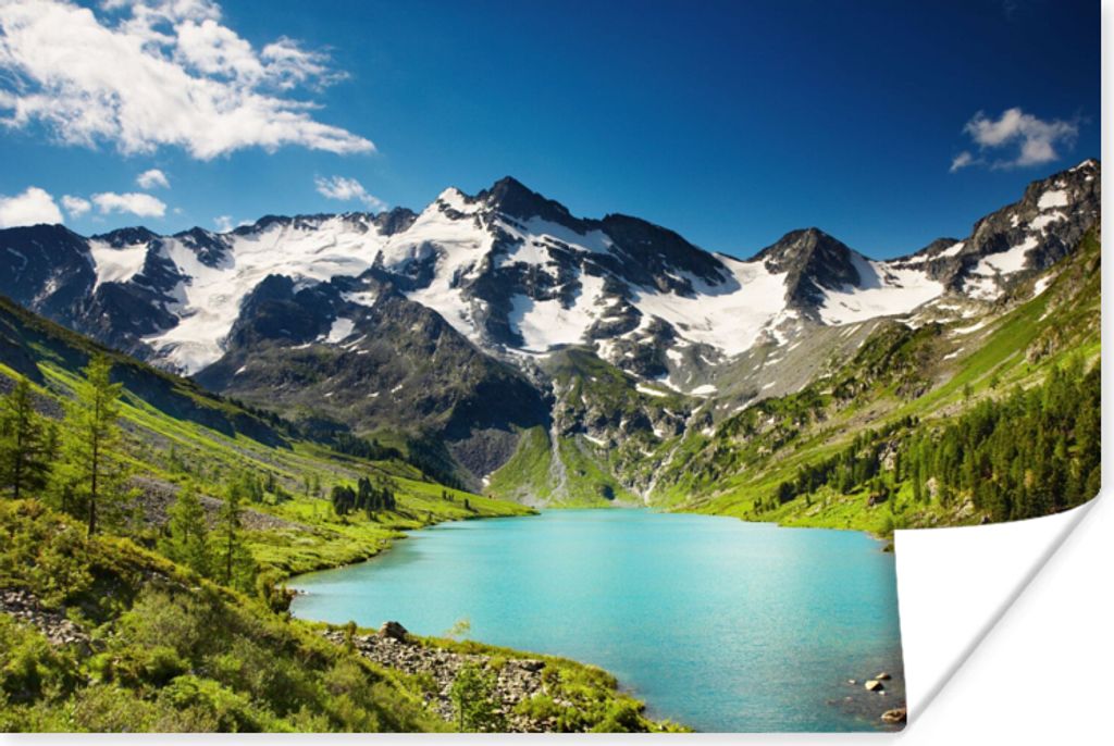 MuchoWow Poster Schnee - Berg - Wasser 30x20 cm - Plakate - Print