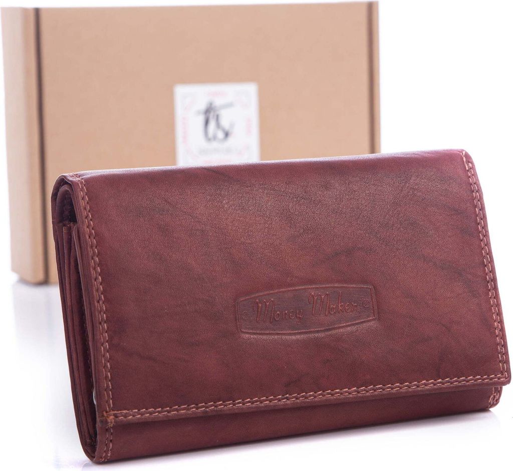 Großes Damen Geldbörse auch weichem Echt Leder Portemonnaie RFID-Schutz Dunkelbraun