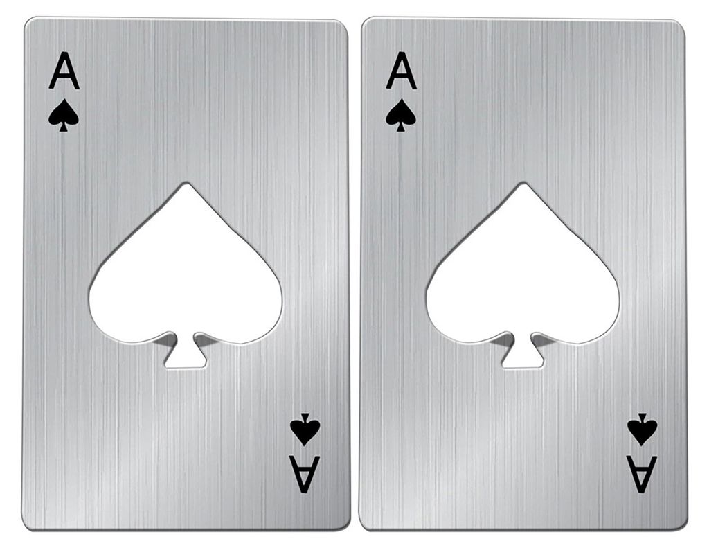 2er-Set Flaschenöffner mit Pokerkartenmotiv aus Edelstahl, Pik-Ass-Motiv, Bierflaschenöffner, Küchenhelfer, Geschenk für Senioren mit Arthritis...