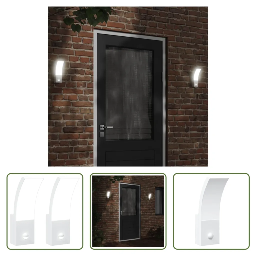 The Living Store Applique da esterno a LED con sensore 2 pz. Alluminio pressofuso bianco