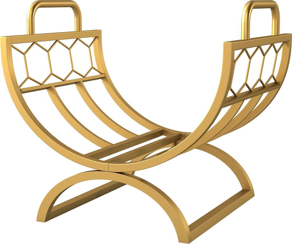 Kaminholzregal für innen 46 x 36 x 41cm Brennholzregal für Kamin Ofen Metall Gold