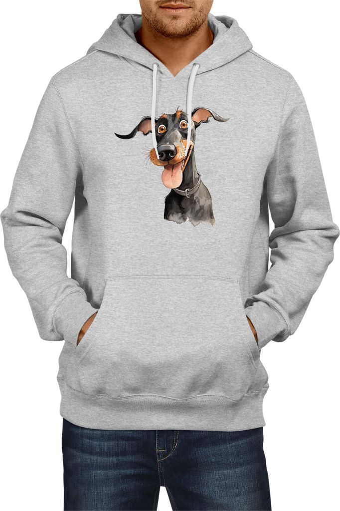 Herren Kapuzenpullover Funny Dogs Breeds Doberman Dog Breed, Man XL / Grau
