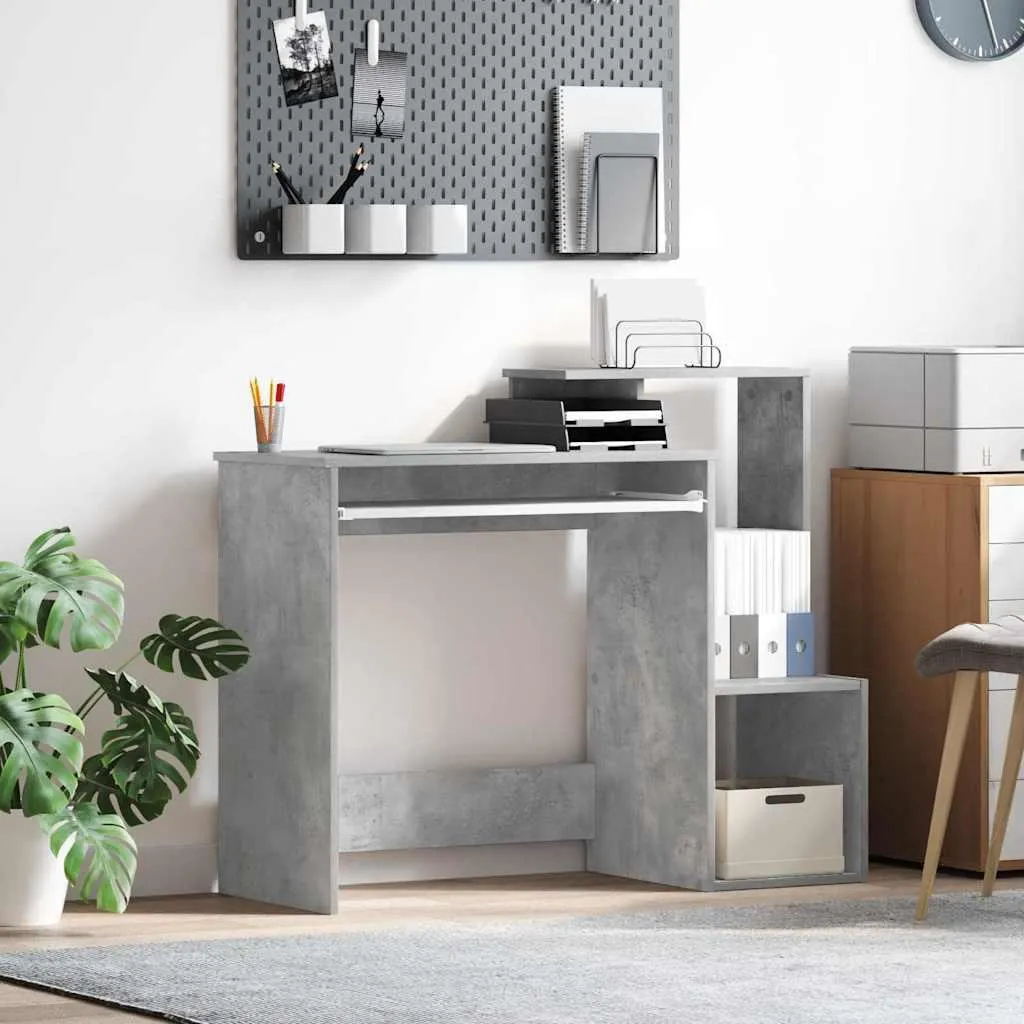 Scrivania Salvaspazio Maison Exclusive 106x41 Grigio Cemento Legno