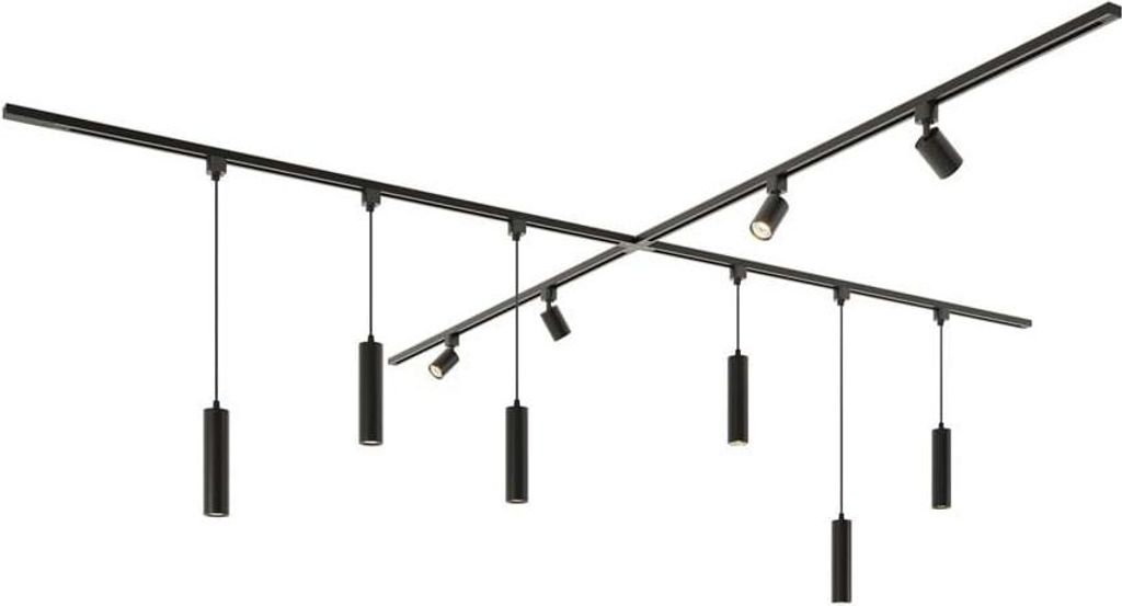 hoftronic LED Schienensysteme-Paket X-Form 4x1,5m 2700K GU10 Schwarz IP20