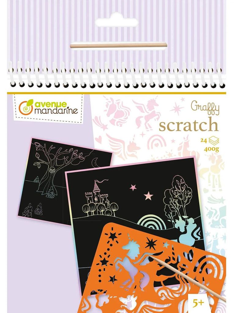 Avenue Mandarine 5x Graffy Scratch, Einhörner - Hellrosa| GY161C