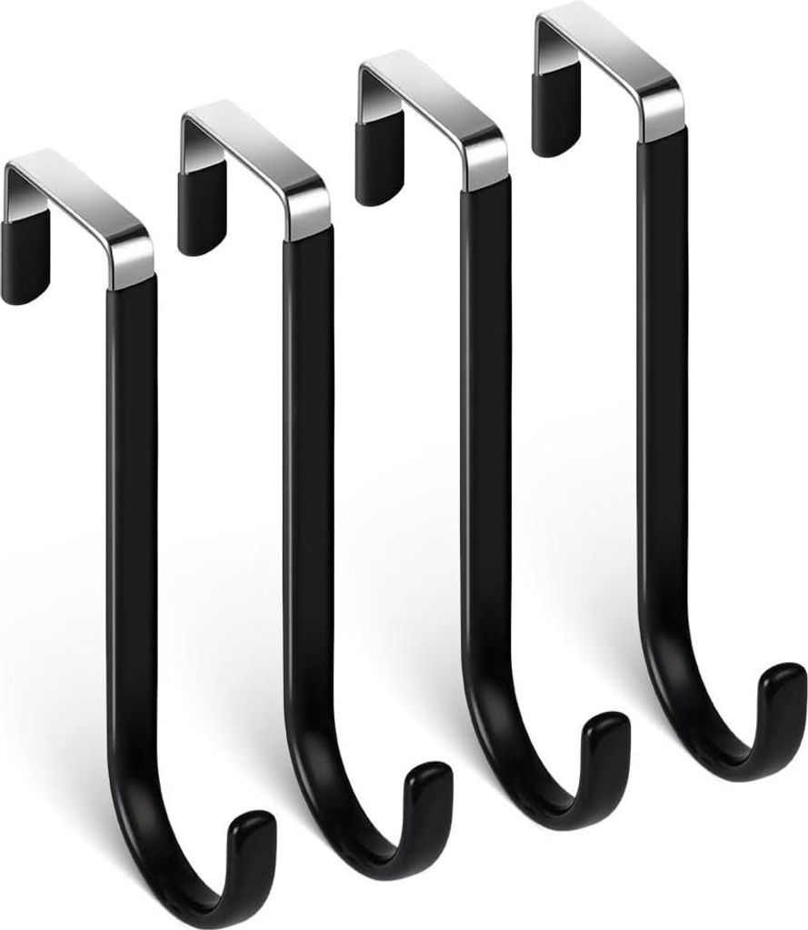 flintronic Türhaken zum Einhängen, 4 Stück Kleiderhaken Tür mit Filz-Pads als Oberflächenschutz, Kleider-Haken für die Türaußenseite, Garde...
