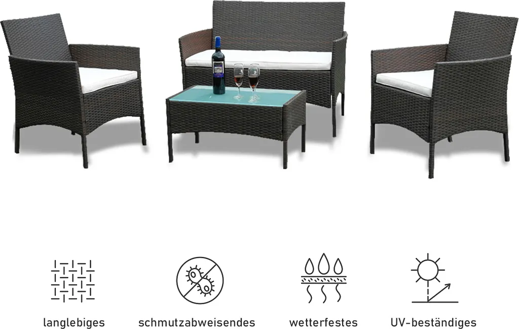 Salotto Giardino Luxury in Polirattan Marrone | Set Divano 2 Posti