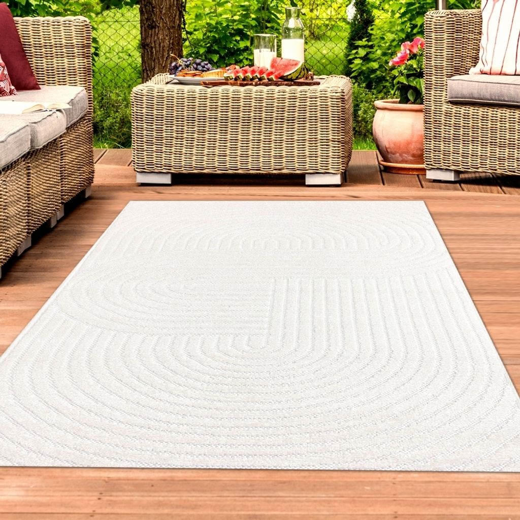 Stylische In- und Outdoor Teppich in creme Größe - 200 x 280 cm