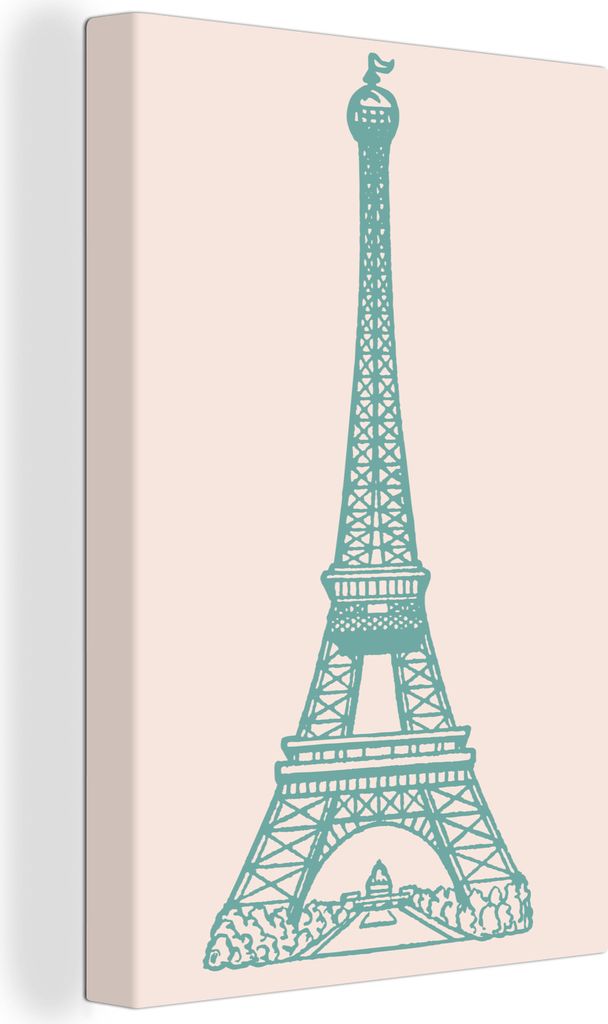 OneMillionCanvasses - Leinwandbilder - 90x140 cm, Paris - Eiffelturm - Illustration, Wandbilder Kunstdruck Wanddekoration - Wandschmucke - Schlaf...