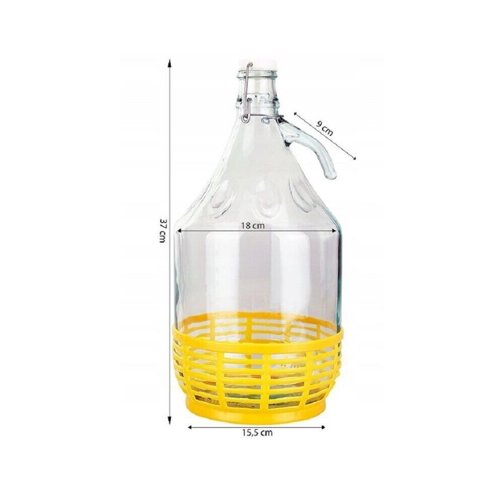 4x Gärballon 5 Liter Mit Bügelverschluss & Kunststoffkorb - Ideal Für Wein, Likör, Obstler