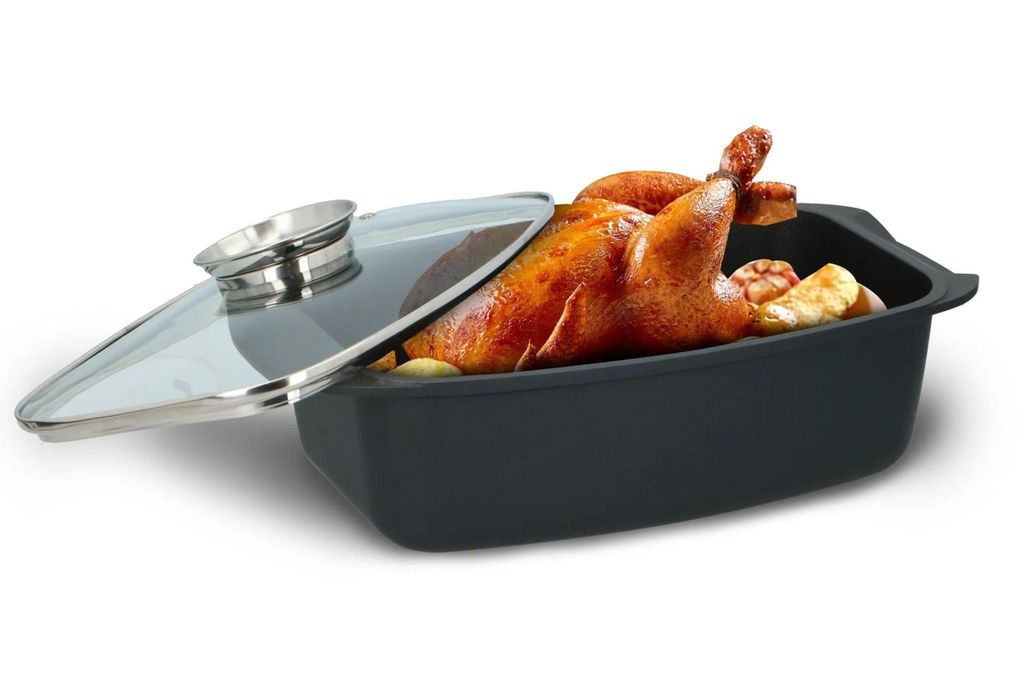 JUNG Bräter ALPINA Aluguss Bräter + Deckel, Ofenfest 5,5 L, Schmortopf, Bratentopf, Aluminiumguss, Aluminium (Ofenform, Auflaufform, 2-tlg.Kochtopf