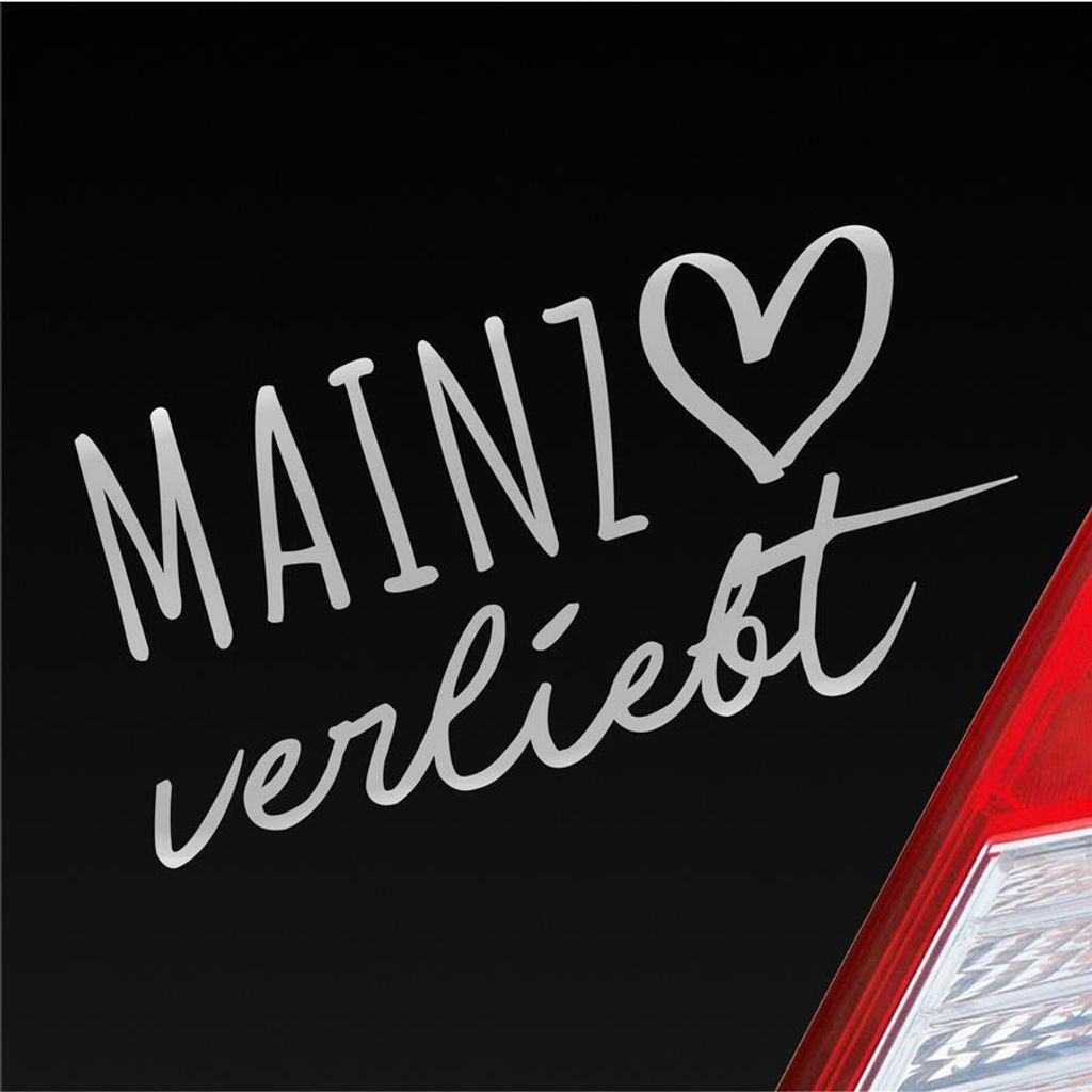 Auto Aufkleber Mainz verliebt Herz Stadt Heimat Liebe Car 19x10 cm Silber Sticker Heckscheibenaufkleber