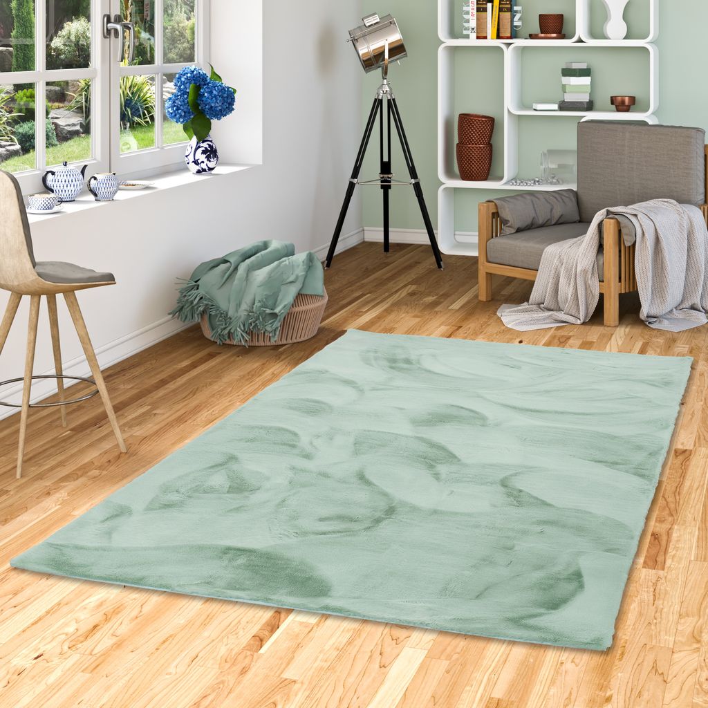 Luxus Super Soft Fellteppich Plush Mintgrün, Größe:60x90 cm